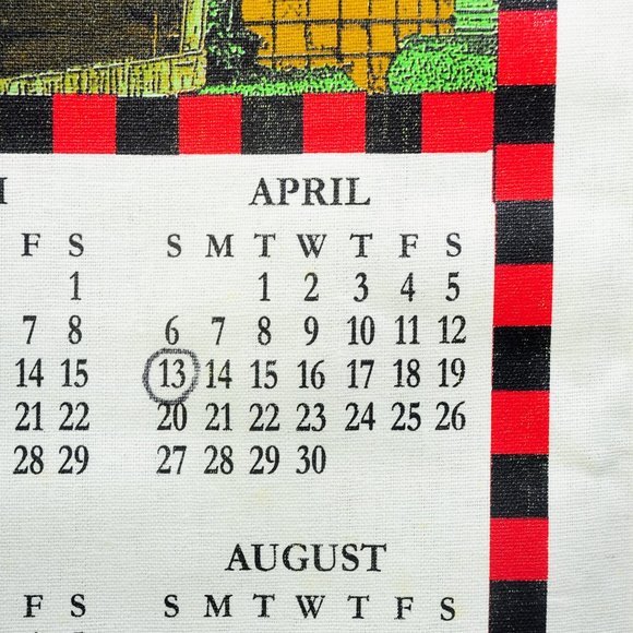 2014 Country Red Barn Silo & American Flag Calendar Towel Farmcore Cottagecore - Picture 6 of 7